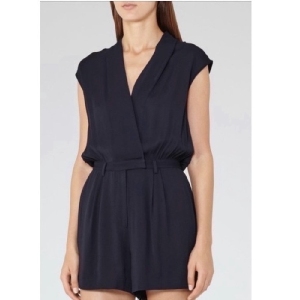 Reiss Louis Wrap Romper in Dark Midnight.